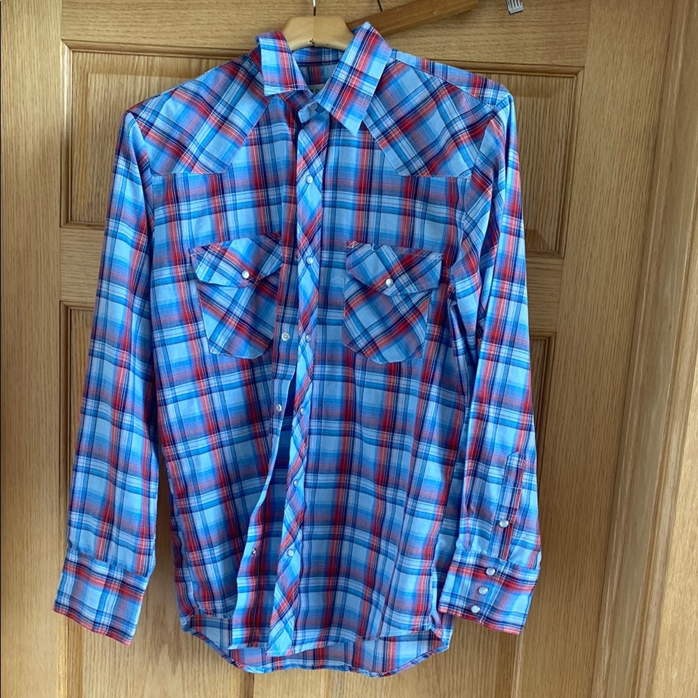 Blue and Red Plaid Men's Shirt